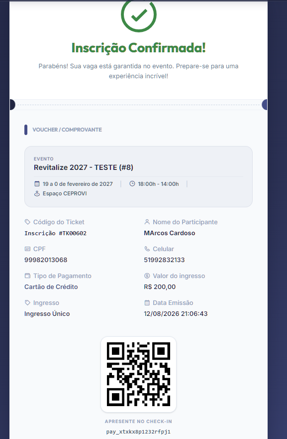 Print Tela Voucher de Inscrição Confirmada